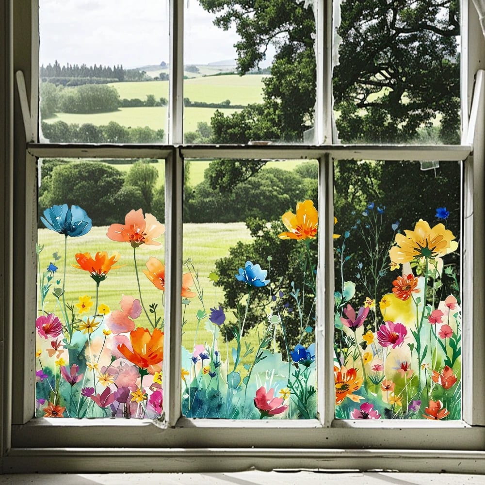 BloomView Farbenfroher Fensteraufkleber | 1+1 GRATIS