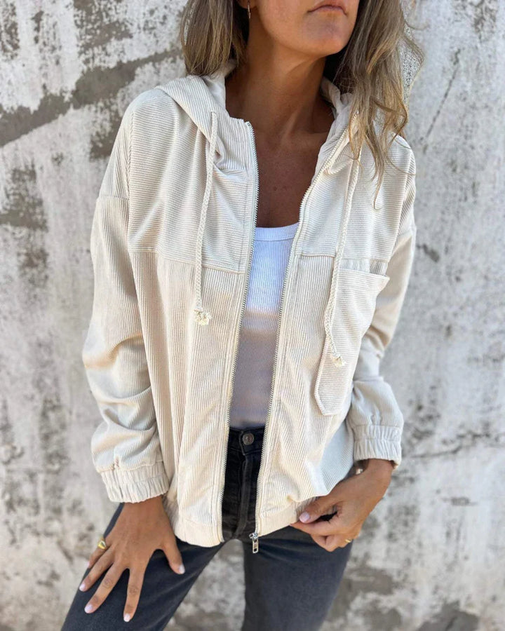 NOYA | Cord-Kapuzenjacke mit Reißverschluss