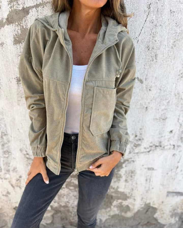 NOYA | Cord-Kapuzenjacke mit Reißverschluss
