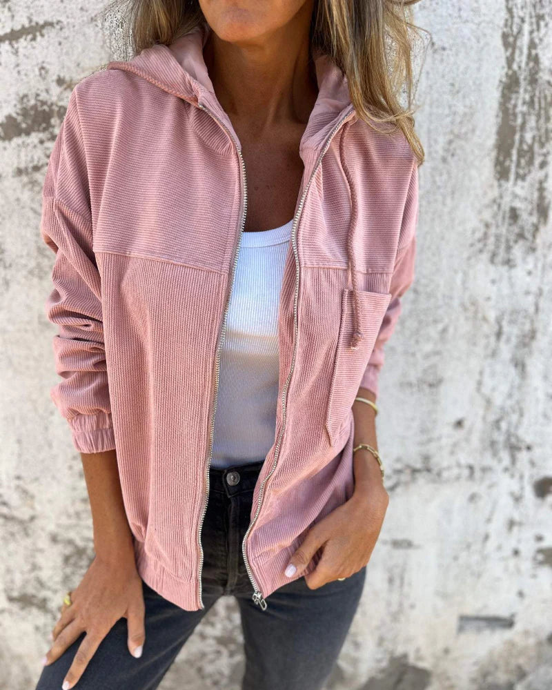 NOYA | Cord-Kapuzenjacke mit Reißverschluss