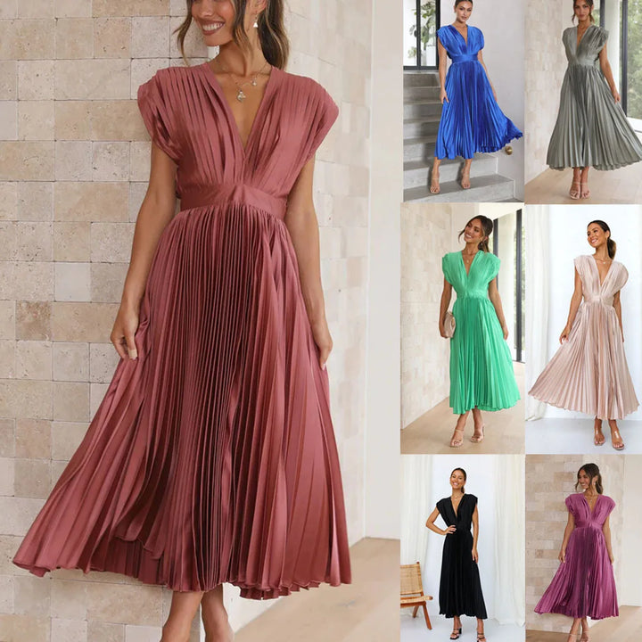 Lola™ - Sommerkleid Mit V-ausschnitt Und Plissee  (50% RABATT)