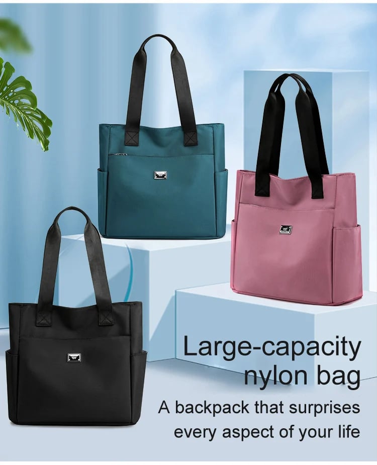 Nylon-Schultertasche mit großem Fassungsvermögen – wasserabweisend mit mehreren Taschen