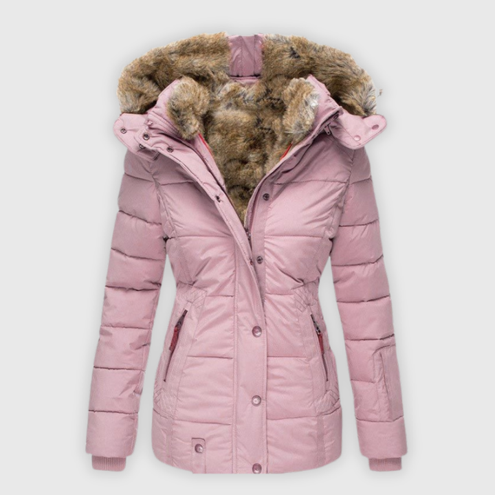 Verena | Warmer Mantel mit Kunstfellbesatz