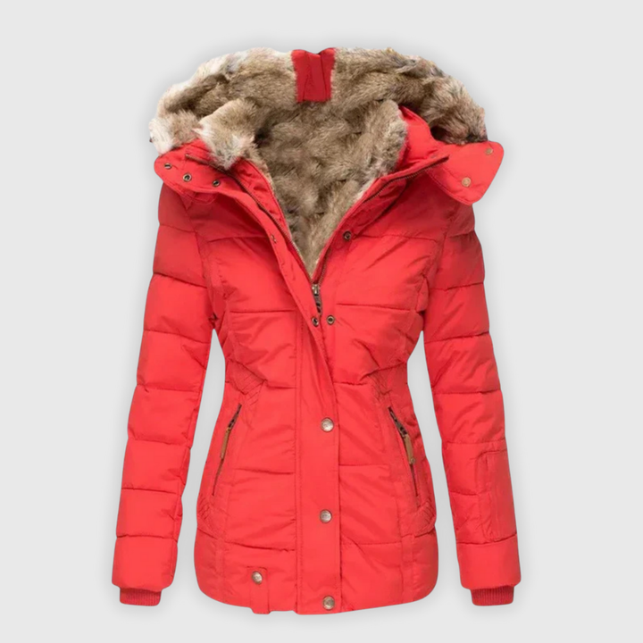 Verena | Warmer Mantel mit Kunstfellbesatz