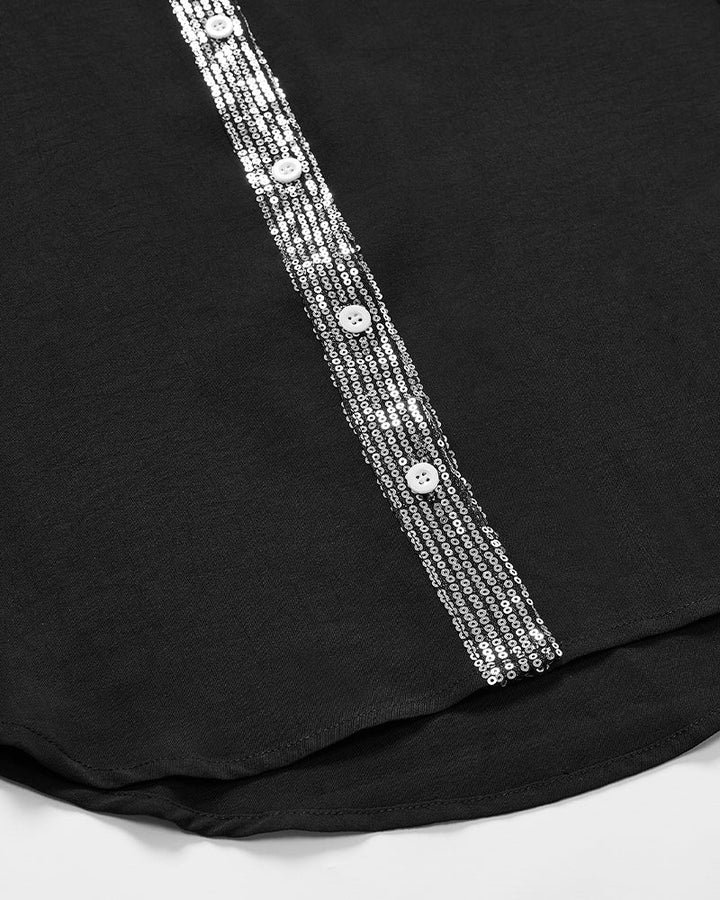 Aria | Baumwollbluse mit V-Ausschnitt und Pailletten