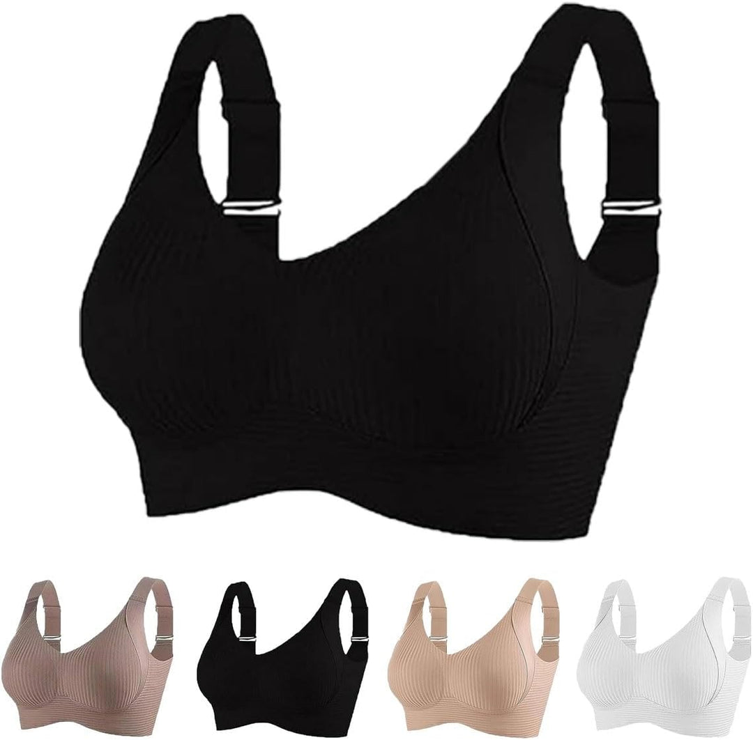 Gerippter, verstellbarer Push-Up-BH ohne Bügel für Damen