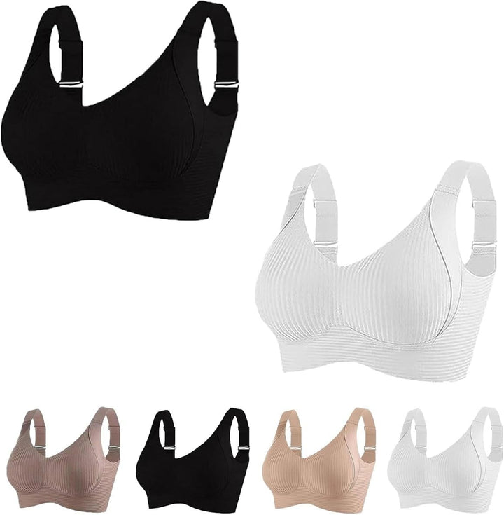 Gerippter, verstellbarer Push-Up-BH ohne Bügel für Damen
