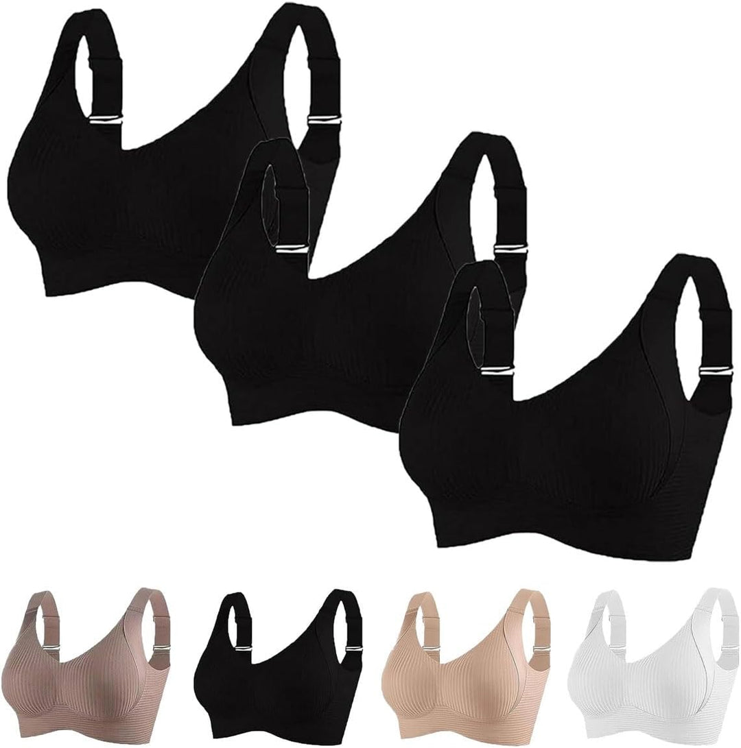 Gerippter, verstellbarer Push-Up-BH ohne Bügel für Damen