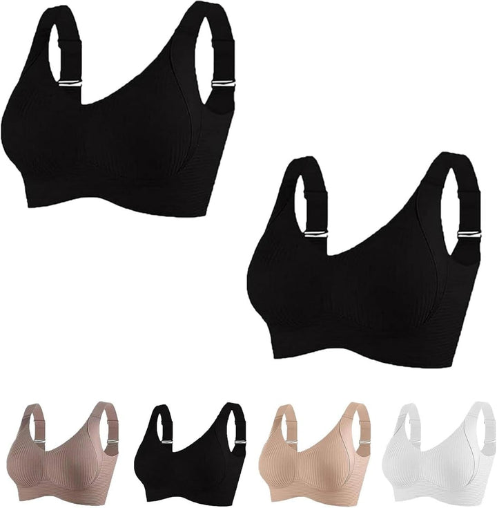 Gerippter, verstellbarer Push-Up-BH ohne Bügel für Damen