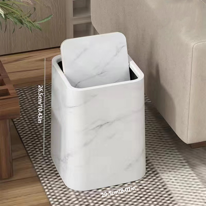 Eleganter Mülleimer im Marmor-Design mit Schwenkdeckel