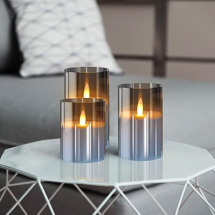 SferaCandle - Realistisches Elektro-Kerzen Set — Sicheres Kerzenlicht ohne Feuergefahr [3er Set]
