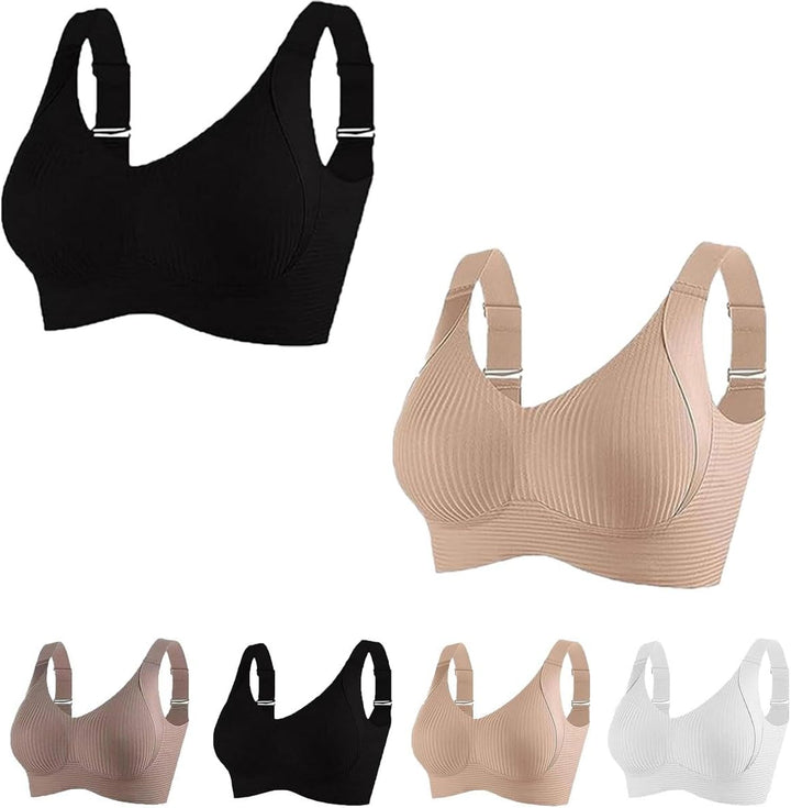 Gerippter, verstellbarer Push-Up-BH ohne Bügel für Damen