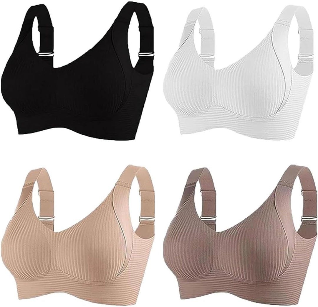 Gerippter, verstellbarer Push-Up-BH ohne Bügel für Damen