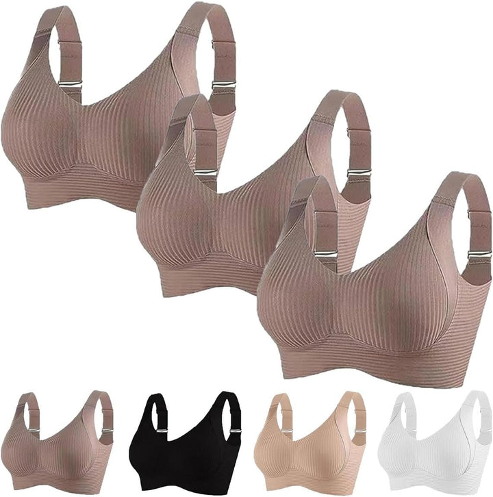 Gerippter, verstellbarer Push-Up-BH ohne Bügel für Damen