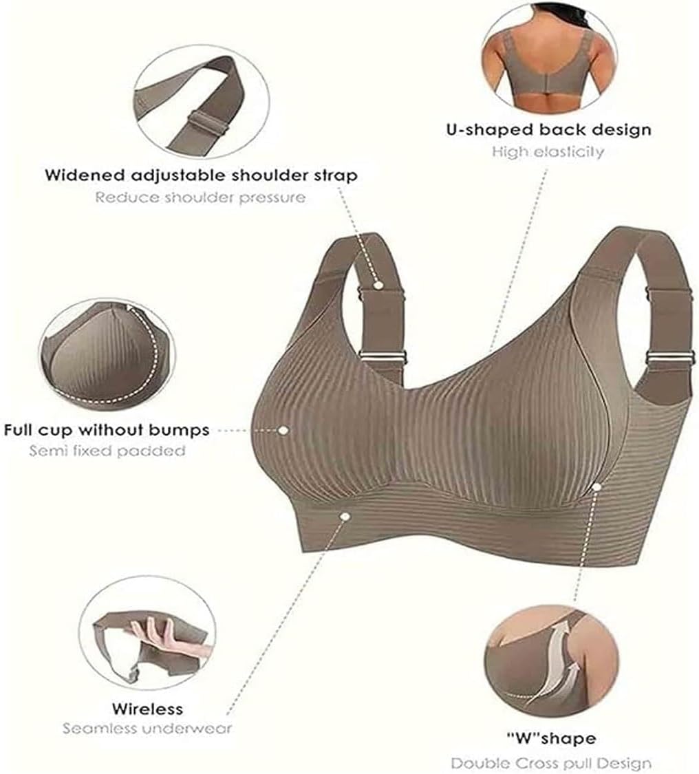 Gerippter, verstellbarer Push-Up-BH ohne Bügel für Damen