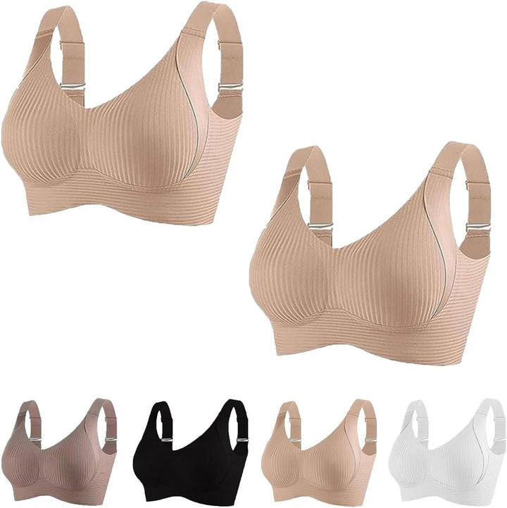 Gerippter, verstellbarer Push-Up-BH ohne Bügel für Damen