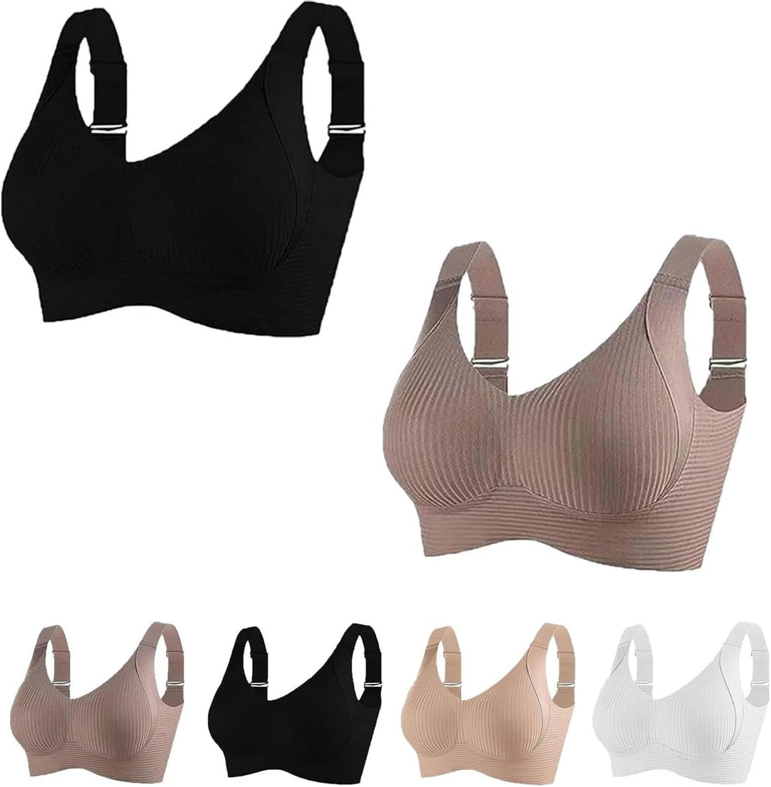 Gerippter, verstellbarer Push-Up-BH ohne Bügel für Damen