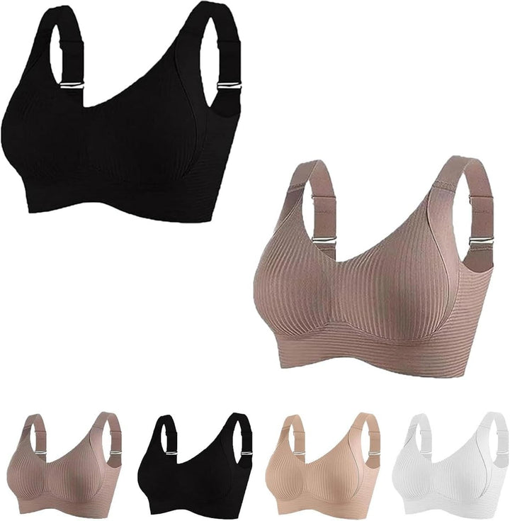 Gerippter, verstellbarer Push-Up-BH ohne Bügel für Damen