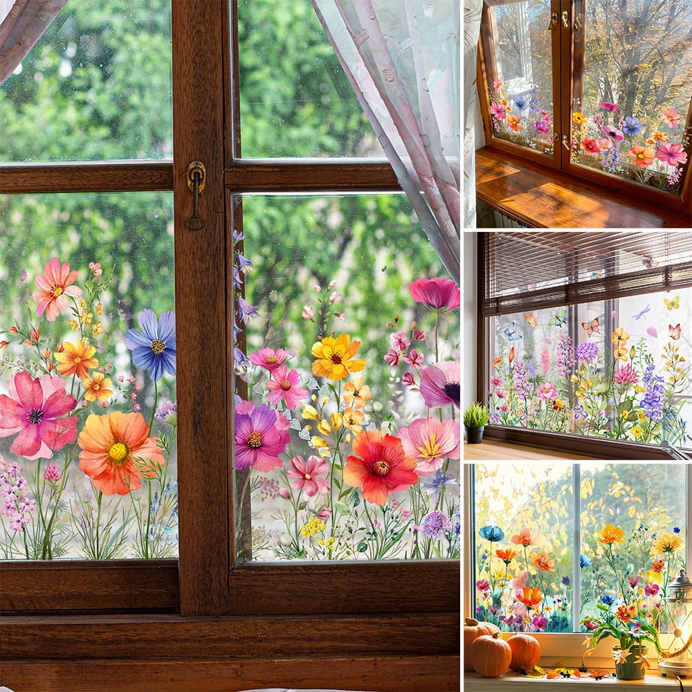 BloomView Farbenfroher Fensteraufkleber | 1+1 GRATIS
