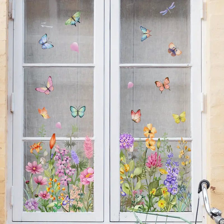 BloomView Farbenfroher Fensteraufkleber | 1+1 GRATIS