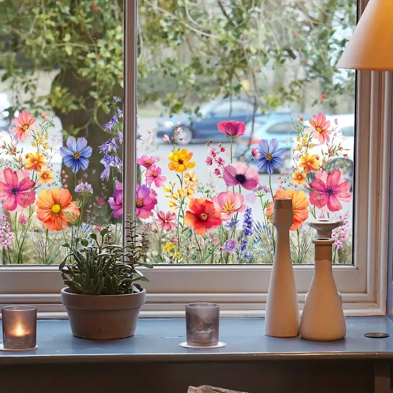 BloomView Farbenfroher Fensteraufkleber | 1+1 GRATIS