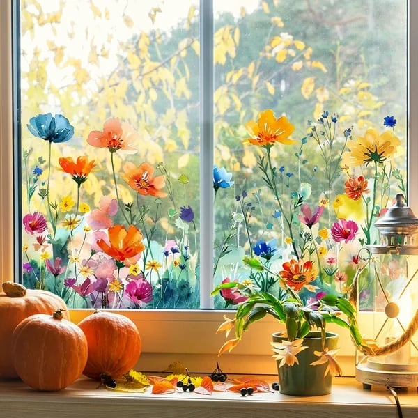 BloomView Farbenfroher Fensteraufkleber | 1+1 GRATIS