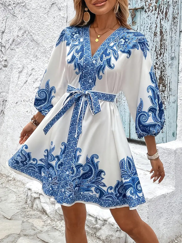 Gwenda – A-Linien-Kleid Mit V-Ausschnitt Und Paisley Drucken