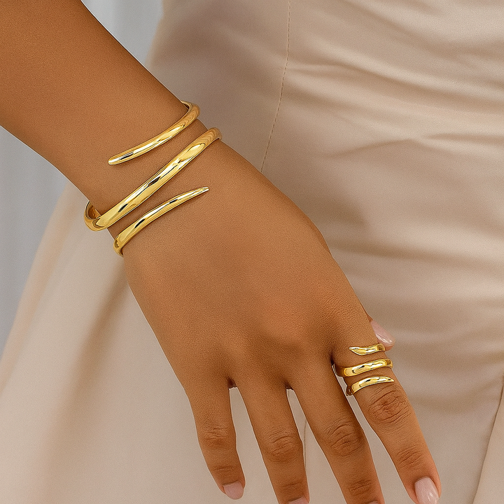 Aurélie | Skulpturales Schmuck-Set in Goldoptik