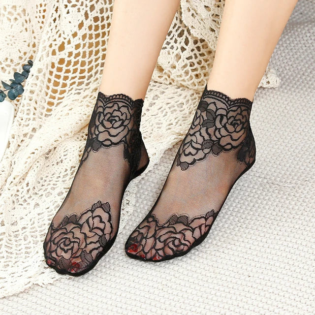 50% Rabatt | LaceStride | Unsichtbare Spitze Socken (Satz Von 4 Farben)