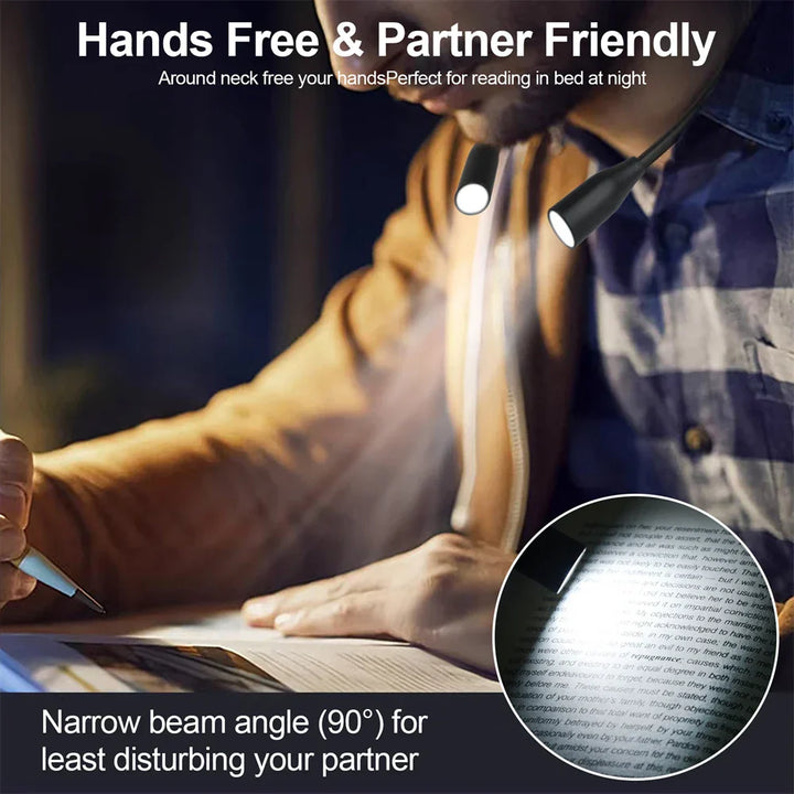 LED Nackenlampe LumiNeck | USB wiederaufladbar | 3 Lichtfarben & Stufenlos dimmbar | Flexibel & Tragbar