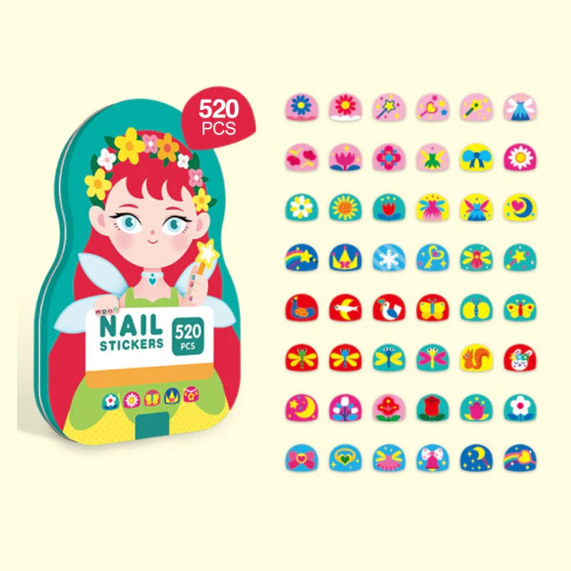 Nagelsticker Set für Kinder — Über 520 kreative, wasserfeste Designs