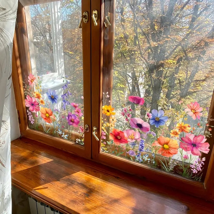 BloomView Farbenfroher Fensteraufkleber | 1+1 GRATIS