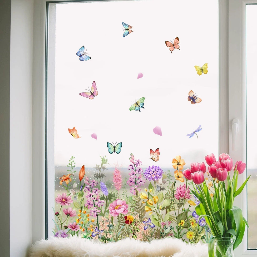 1+1 GRATIS | Bunte Blumenstrauß Fensteraufkleber – Verleihen Sie Ihrem Zuhause Glanz!