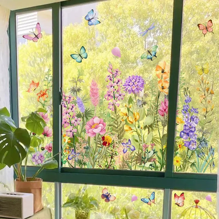 1+1 GRATIS | Bunte Blumenstrauß Fensteraufkleber – Verleihen Sie Ihrem Zuhause Glanz!