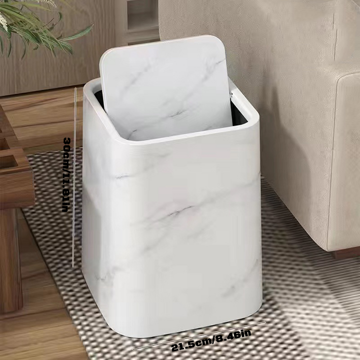 Eleganter Mülleimer im Marmor-Design mit Schwenkdeckel