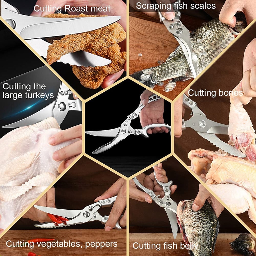 Edelstahl-Geflügelschere extra stark – Schneidet Knochen, Fleisch & Fisch
