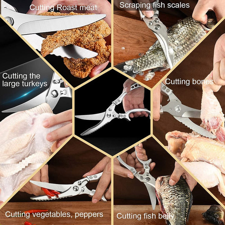 Edelstahl-Geflügelschere extra stark – Schneidet Knochen, Fleisch & Fisch