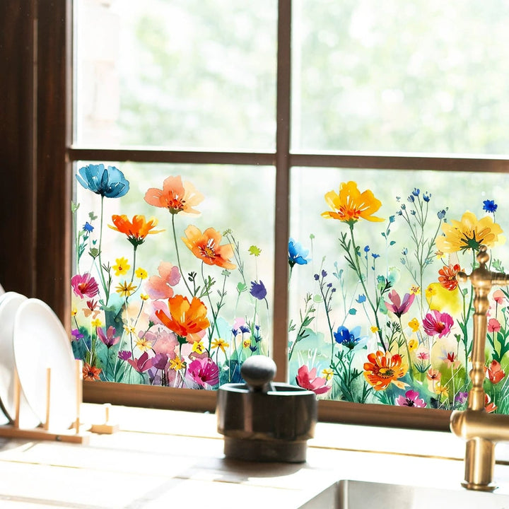 BloomView Farbenfroher Fensteraufkleber | 1+1 GRATIS