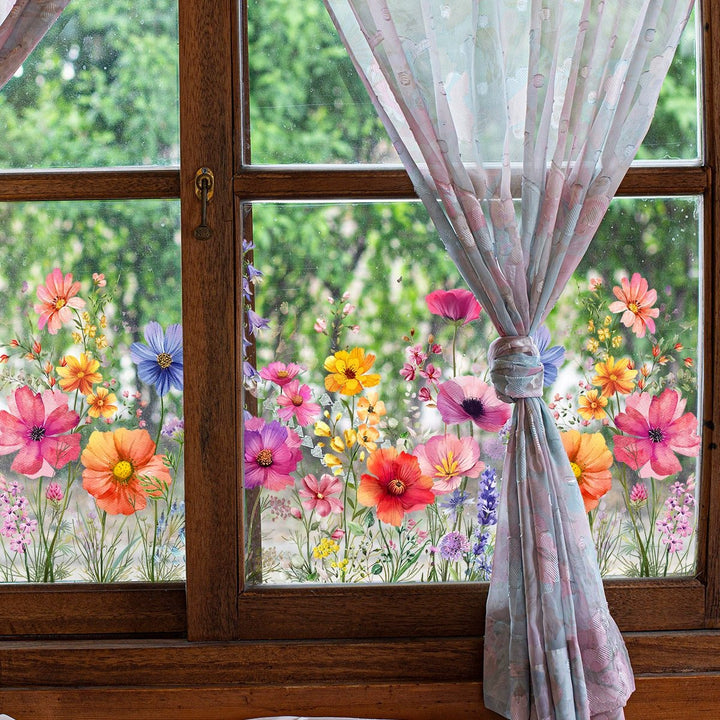 1+1 GRATIS | Bunte Blumenstrauß Fensteraufkleber – Verleihen Sie Ihrem Zuhause Glanz!