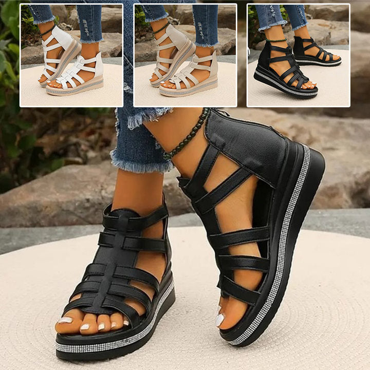 Queena - Strass Keil Sandalen
