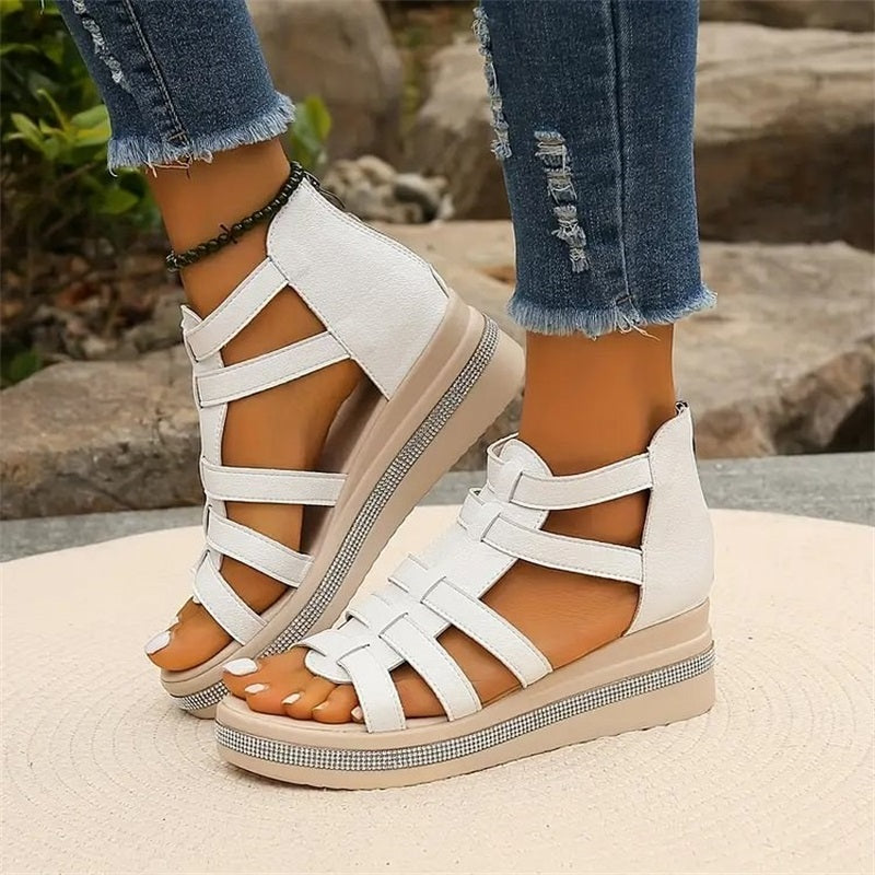 Queena - Strass Keil Sandalen