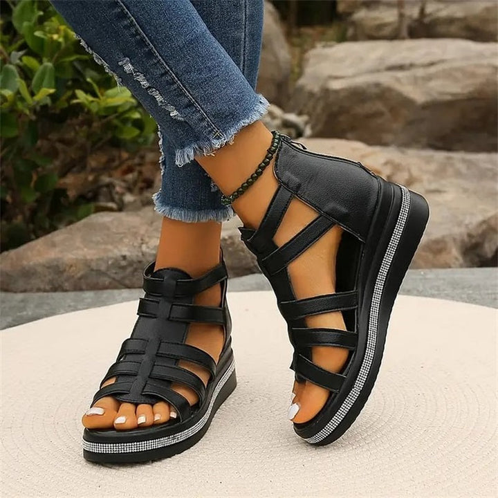 Queena - Strass Keil Sandalen