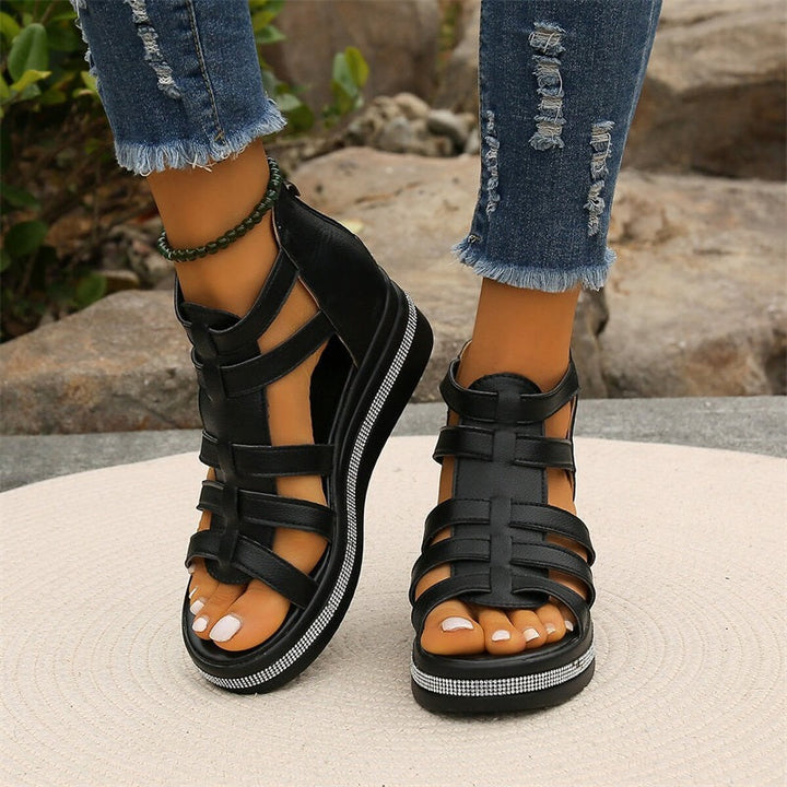 Queena - Strass Keil Sandalen